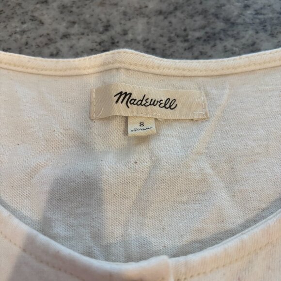 Madewell Button-Front Crewneck Crop Tank in Heather Cream Size Small - Picture 3 of 4